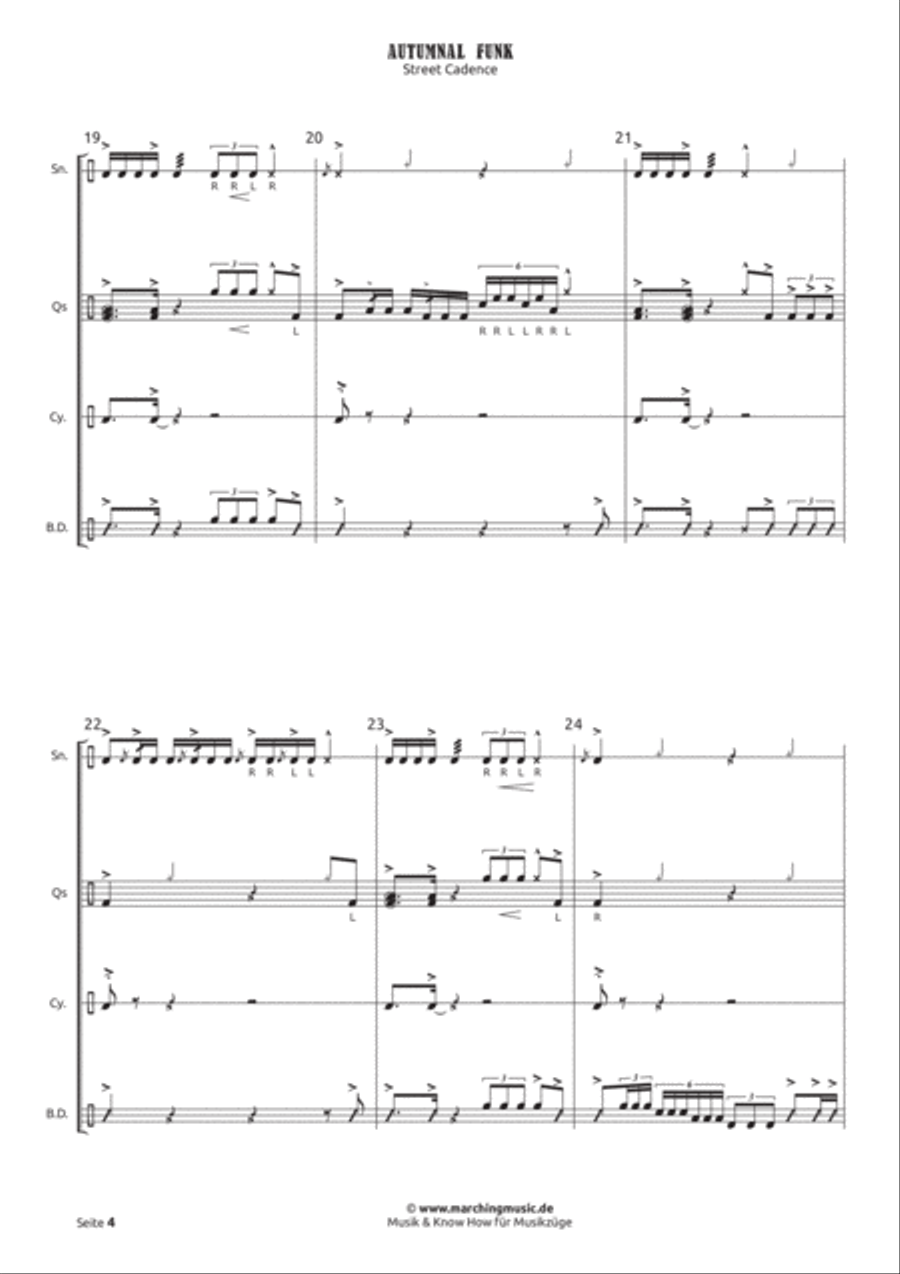 AUTUMNAL FUNK Street Cadence Marching Band scores gallery preview page 5