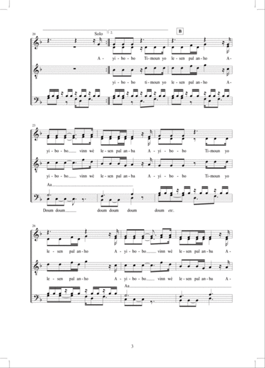 Ayibobo 4-Part scores gallery preview page 3