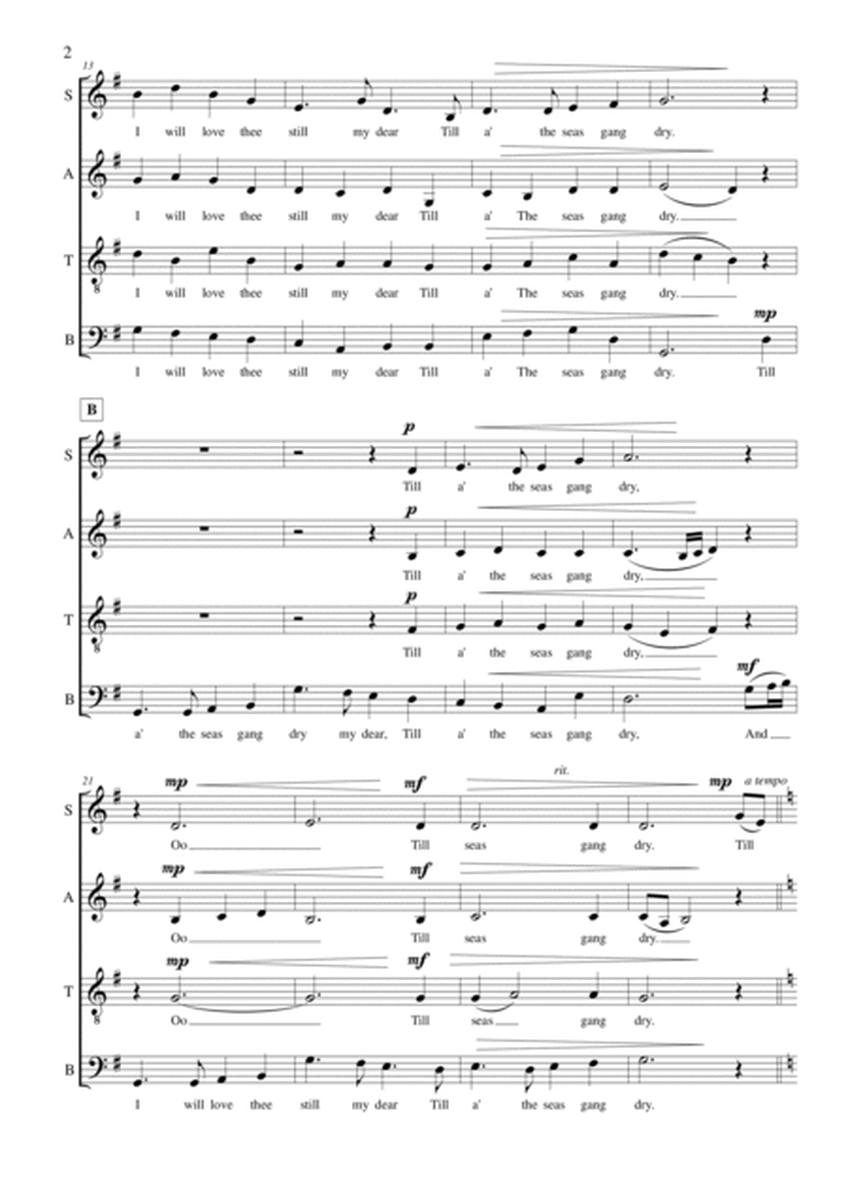 My Love is Like a Red, Red Rose (SATB A Cappella) image number null
