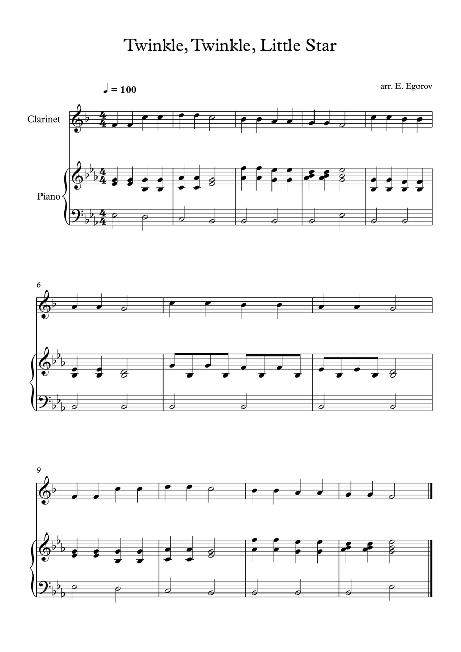Partition piano twinkle twinkle little deals star