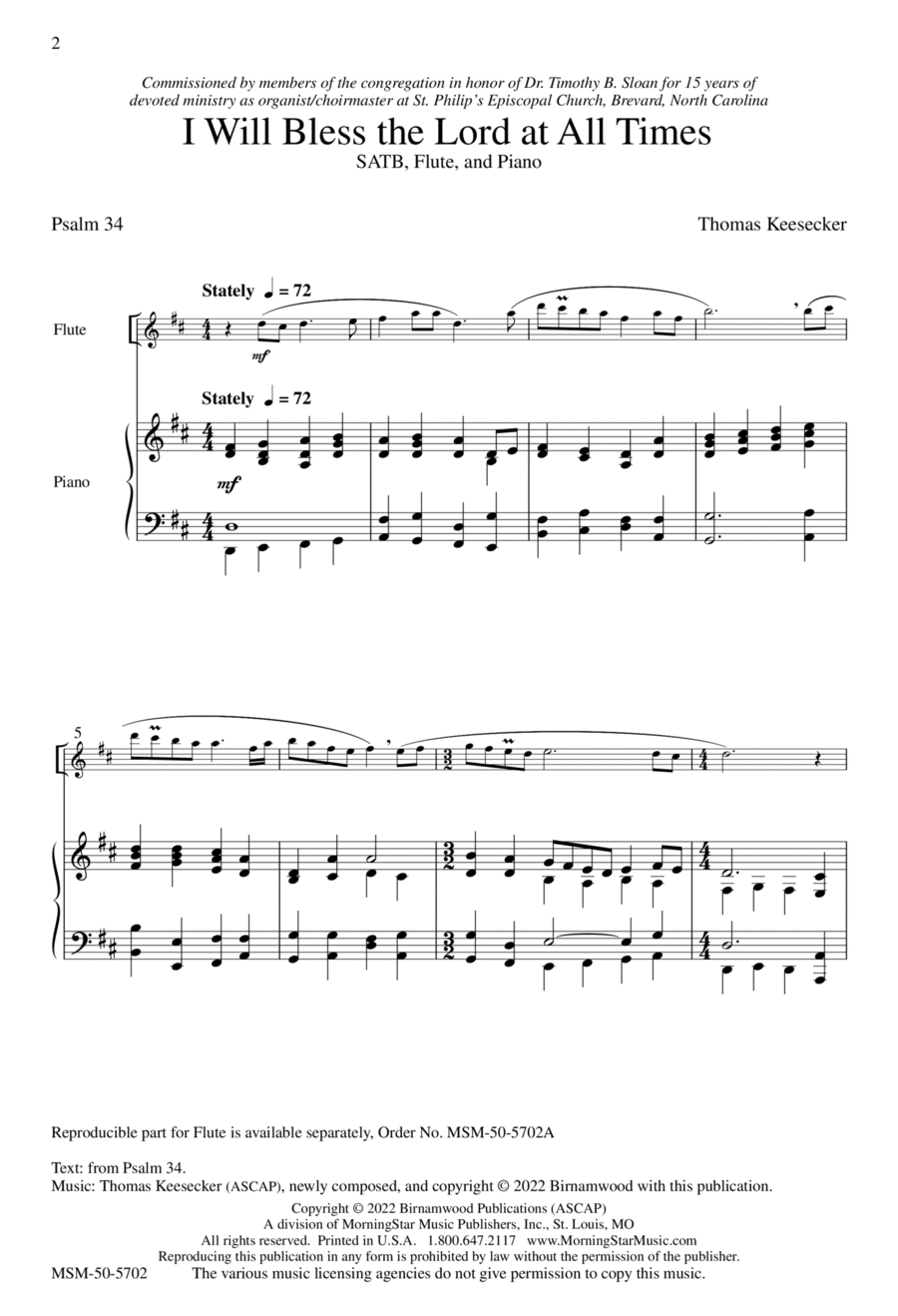 I Will Bless the Lord at All Times (Choral Score) image number null