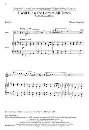 I Will Bless the Lord at All Times (Choral Score)