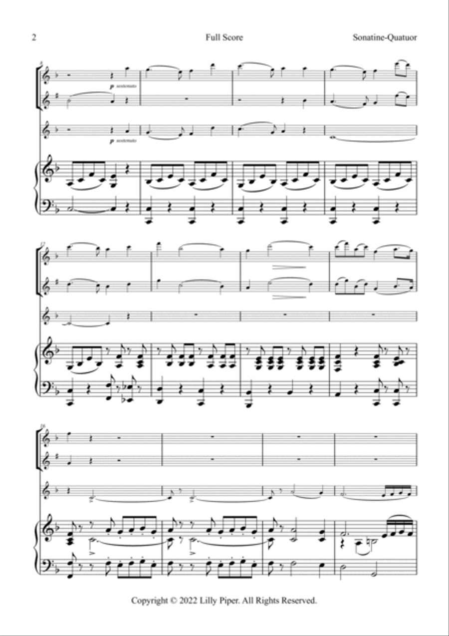 Sonatine-Quatuor for flute, clarinet, violin, and piano Chamber Music scores gallery preview page 2