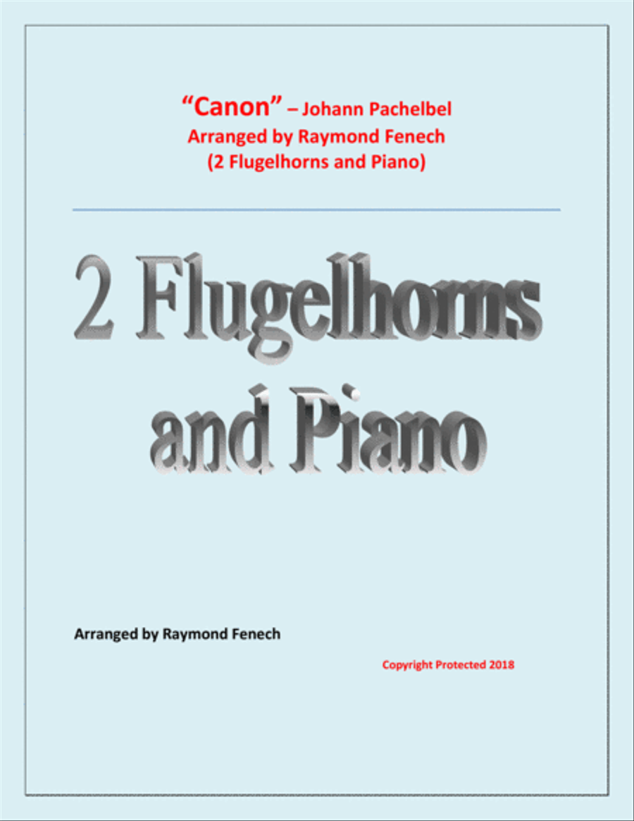 Canon - Johann Pachebel - 2 Flugelhorns and Piano - Intermediate/Advanced Intermediate level Brass Duet scores gallery preview page 1