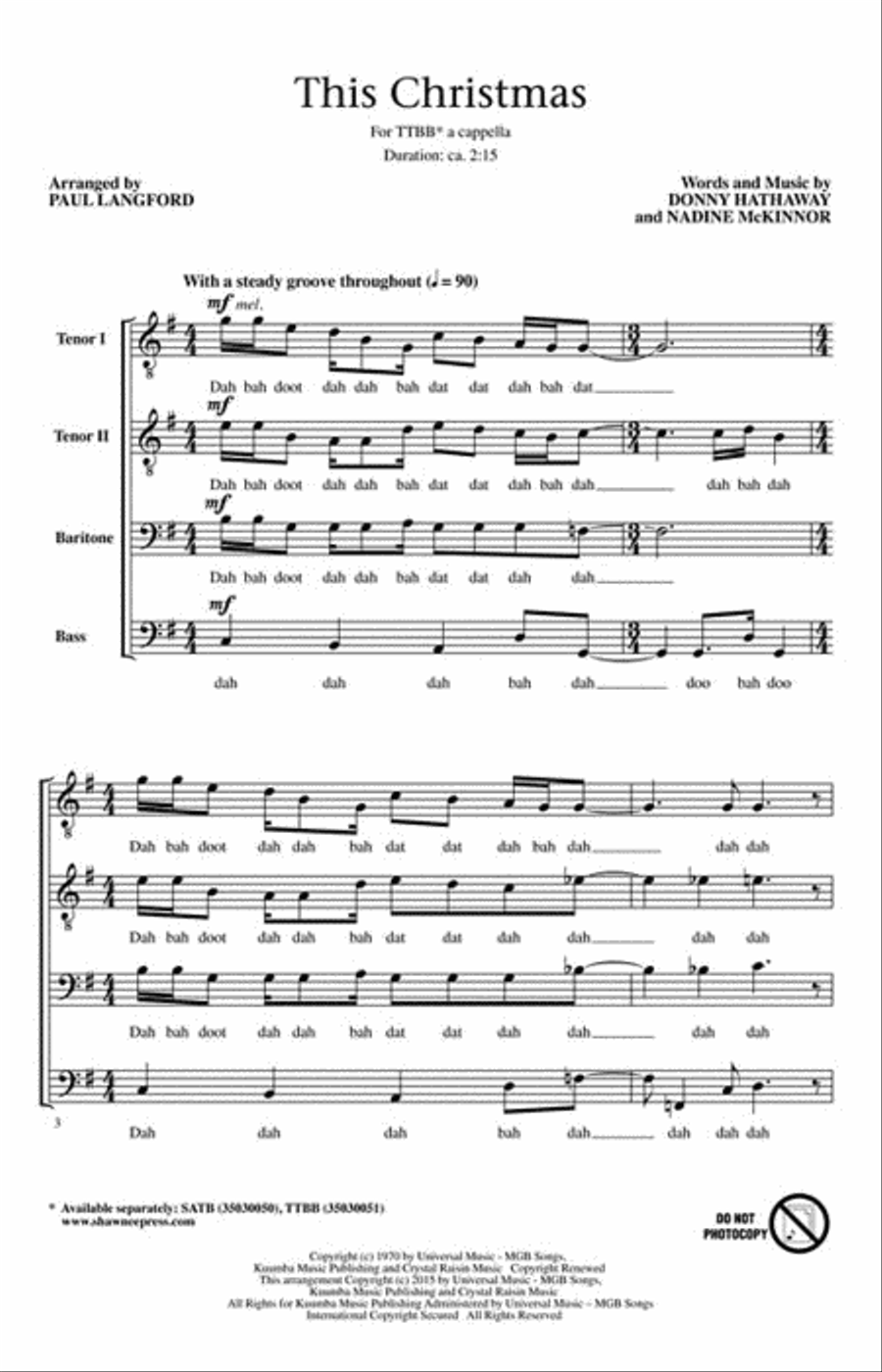 This Christmas (Key: Ab) This Christmas (Key: Ab) TTBB scores gallery preview page 2