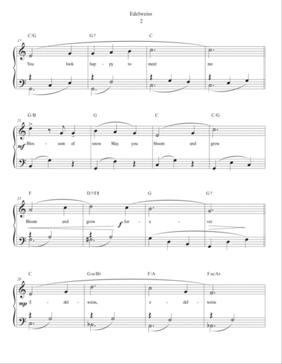 Edelweiss Edelweiss Easy Piano scores gallery preview page 2