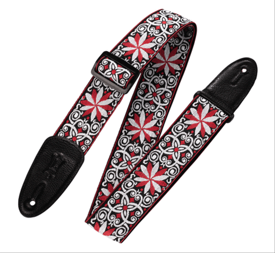 '60s Hootenanny Jacquard Weave Guitar Strap – Floral Red Musical Instruments scores gallery preview page 1
