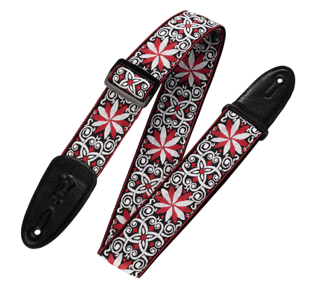 '60s Hootenanny Jacquard Weave Guitar Strap – Floral Red