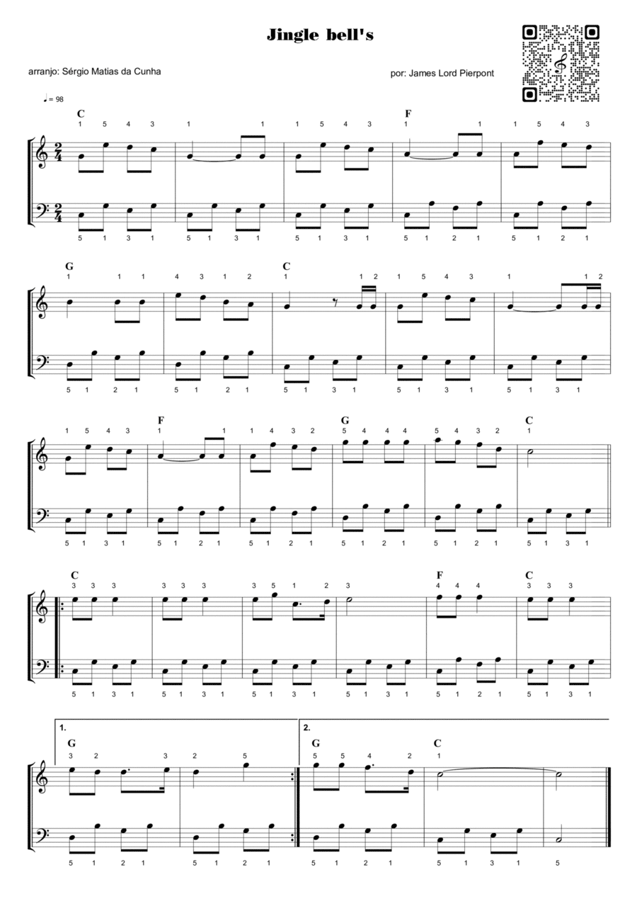 Jingle Bell's – fase1 Easy Piano scores gallery preview page 1