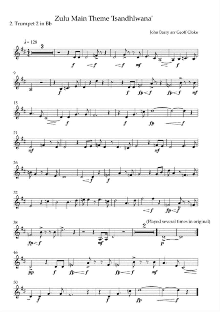 Zulu Theme, Isandhlwana Brass Ensemble scores gallery preview page 2