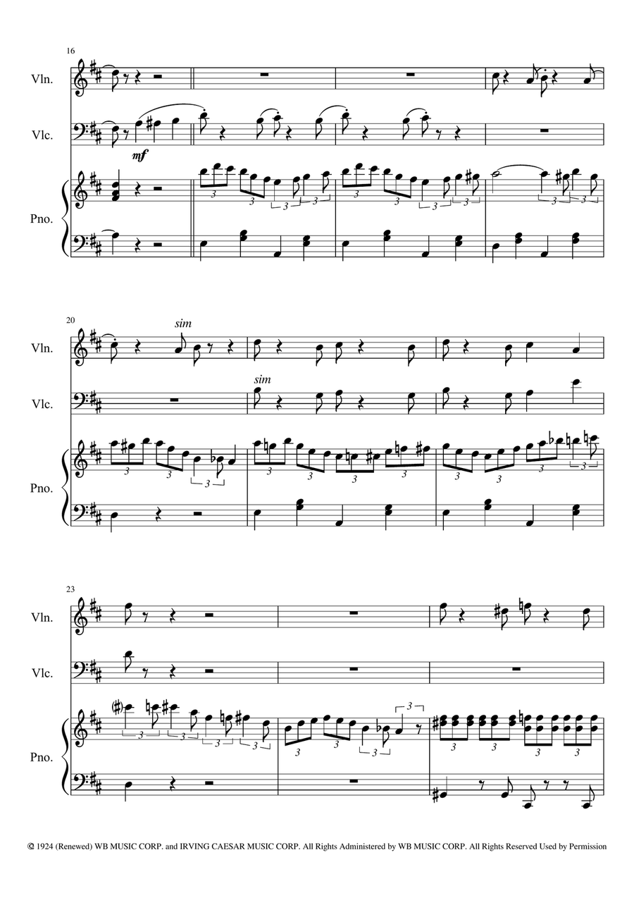 Tea For Two Piano Trio scores gallery preview page 2