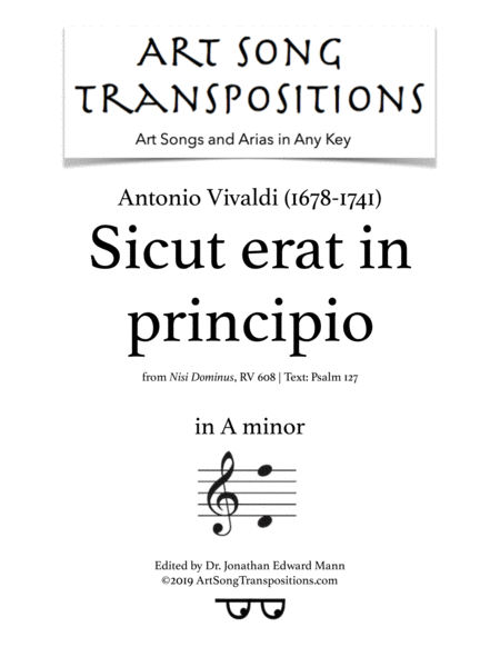 VIVALDI: Sicut erat in principio (transposed to A minor)