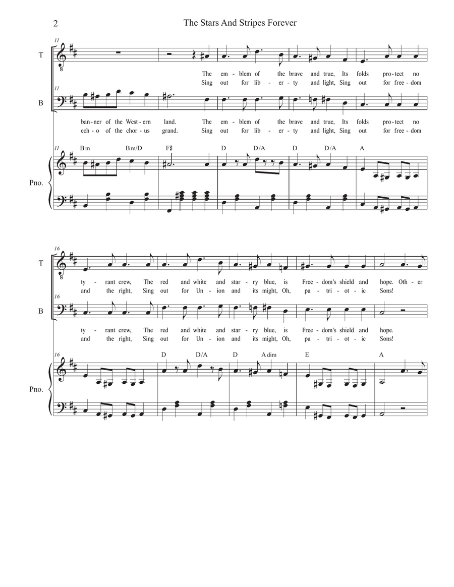 The Stars and Stripes Forever (Duet for Tenor and Bass solo) Tenor Voice scores gallery preview page 2