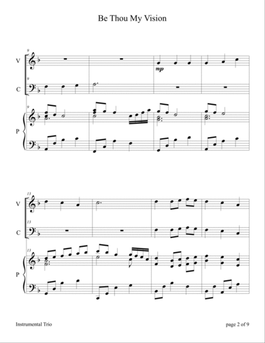 Be Thou My Vision (Violin and Cello Duet with Piano Accompaniment) Piano Trio scores gallery preview page 4