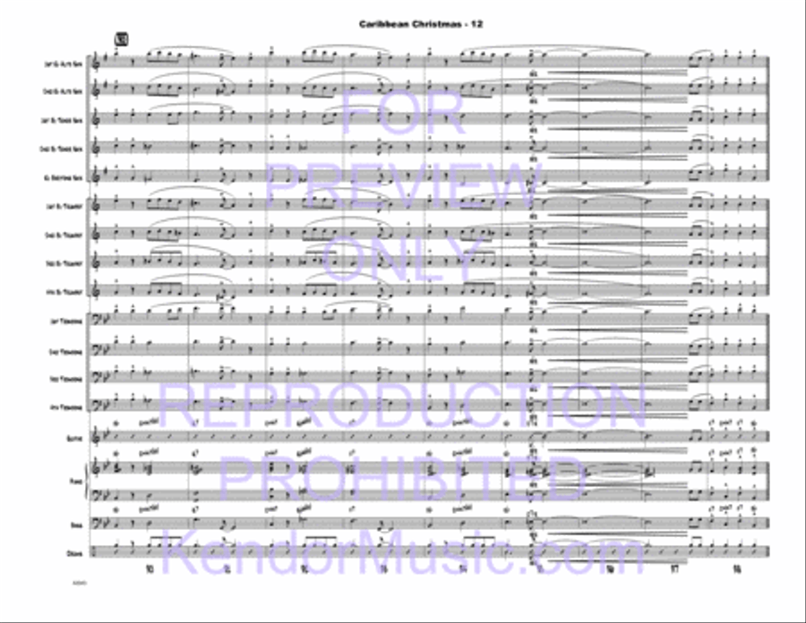 Caribbean Christmas (Full Score) Jazz Ensemble scores gallery preview page 13