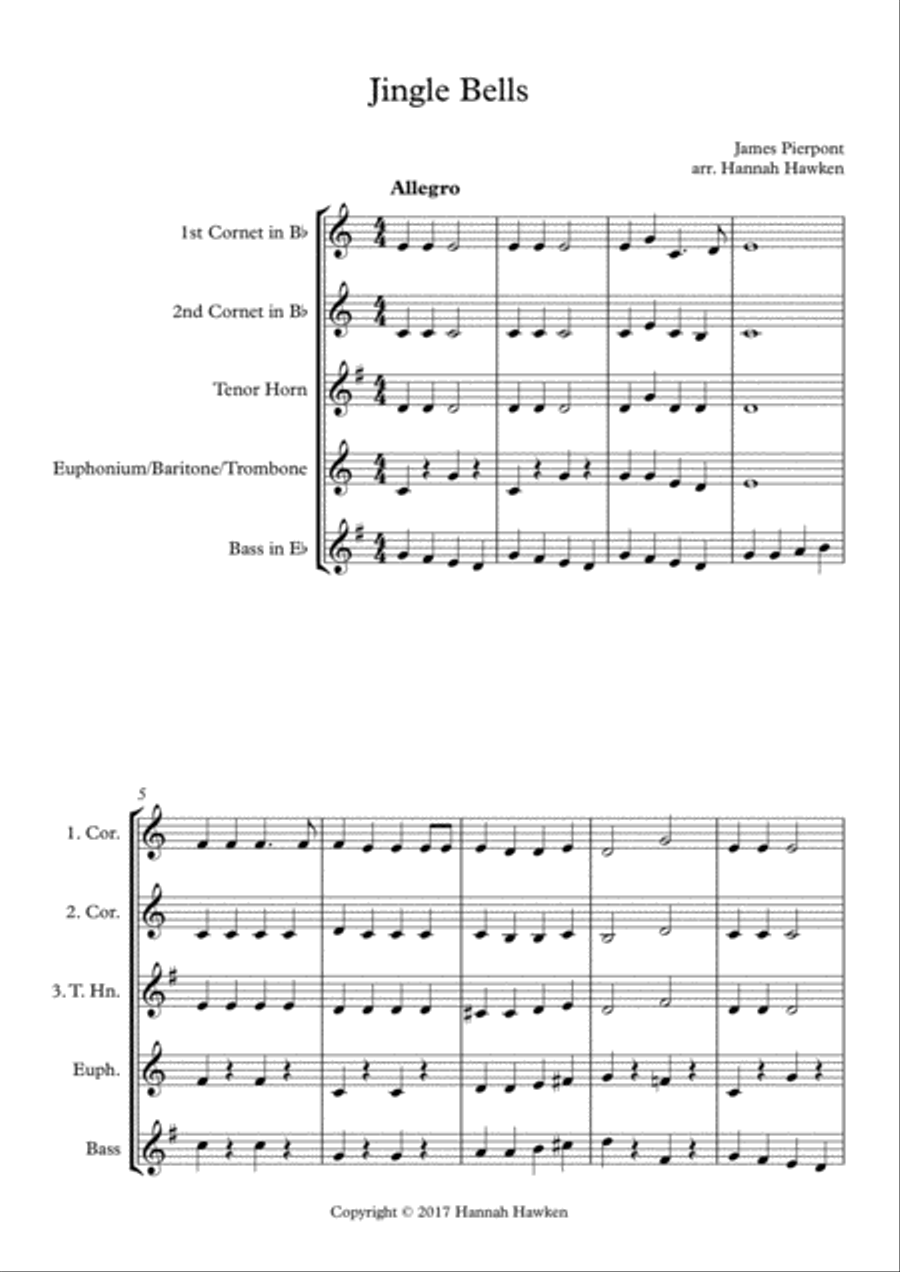 Jingle Bells - Junior Band / Training Band - 4 or 5 part flexible ensemble Brass Ensemble scores gallery preview page 1