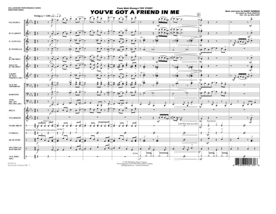 You've Got a Friend in Me (from Toy Story 2) (arr. Paul Murtha) - Conductor Score (Full Score) Marching Band scores gallery preview page 1