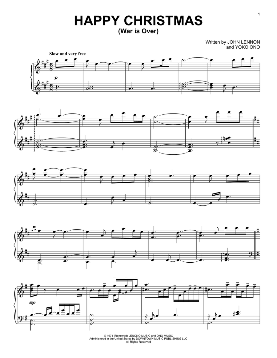 Happy Xmas (War Is Over) Piano Solo scores gallery preview page 1