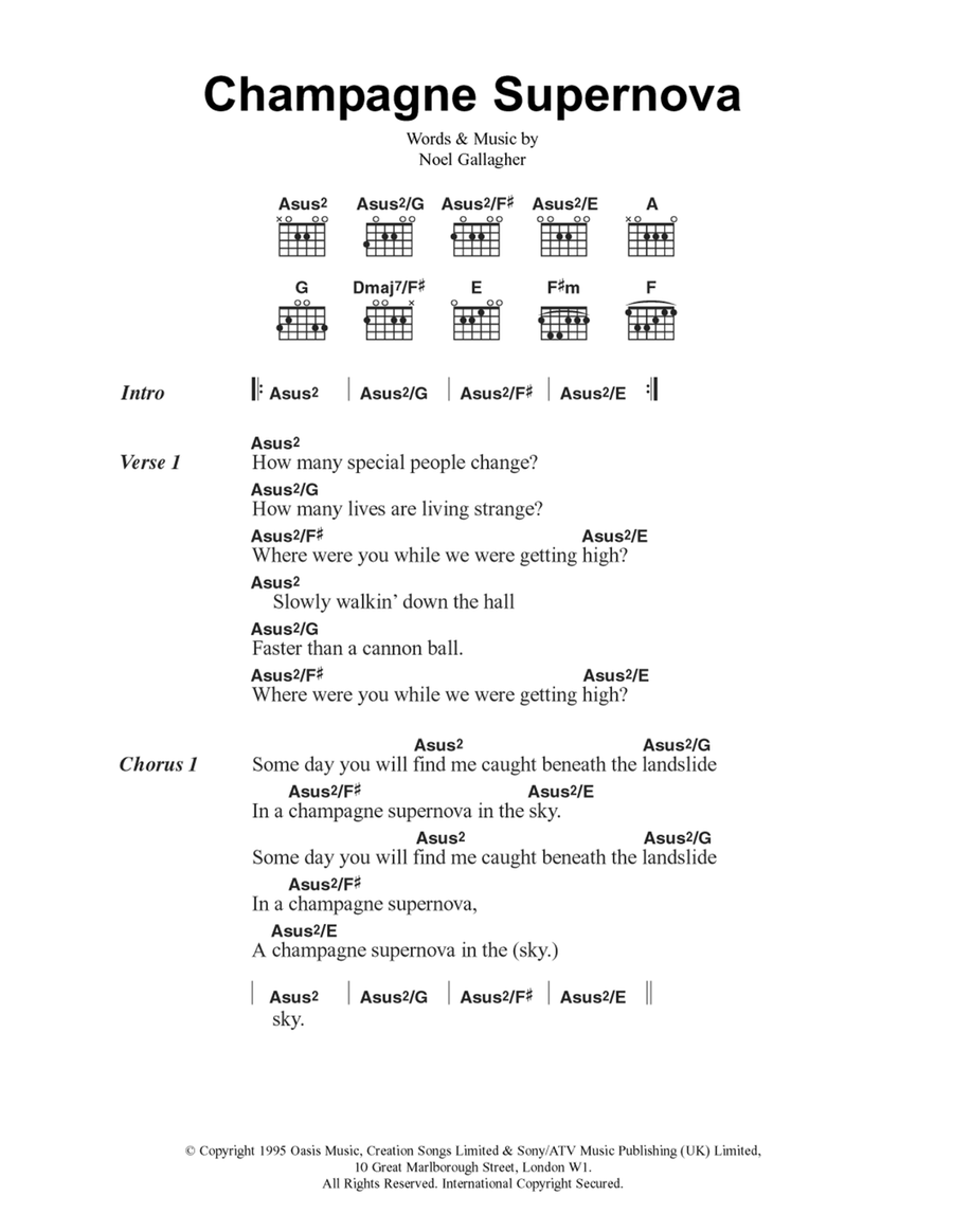 Champagne Supernova Champagne Supernova Guitar scores gallery preview page 1