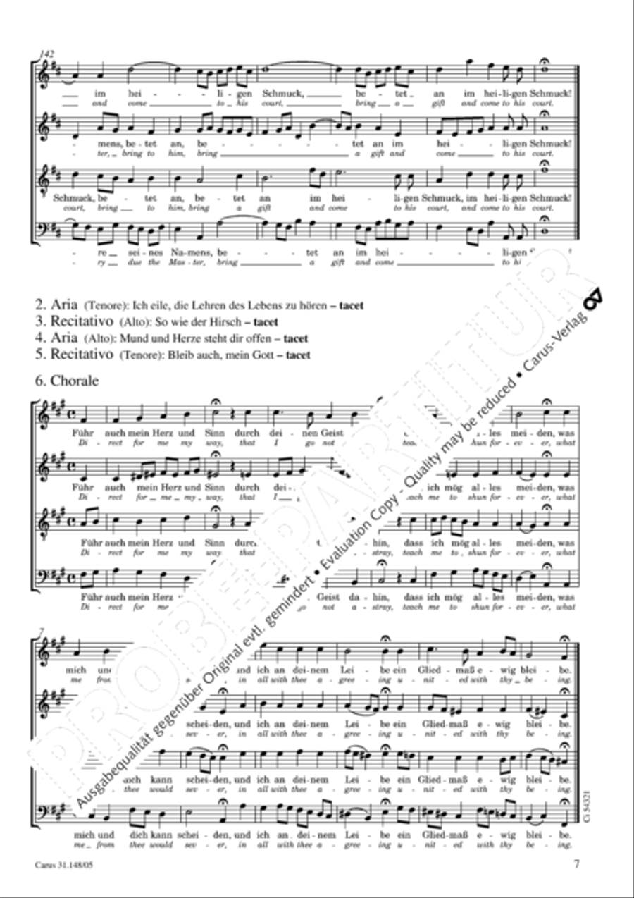 Give to the Lord glory due the Master (Bringet dem Herrn Ehre seines Namens) 4-Part scores gallery preview page 8