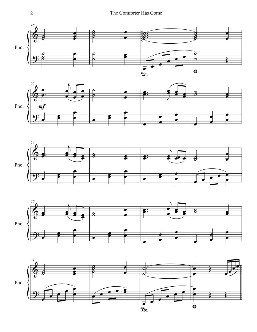 The Comforter Has Come Piano Solo scores gallery preview page 3