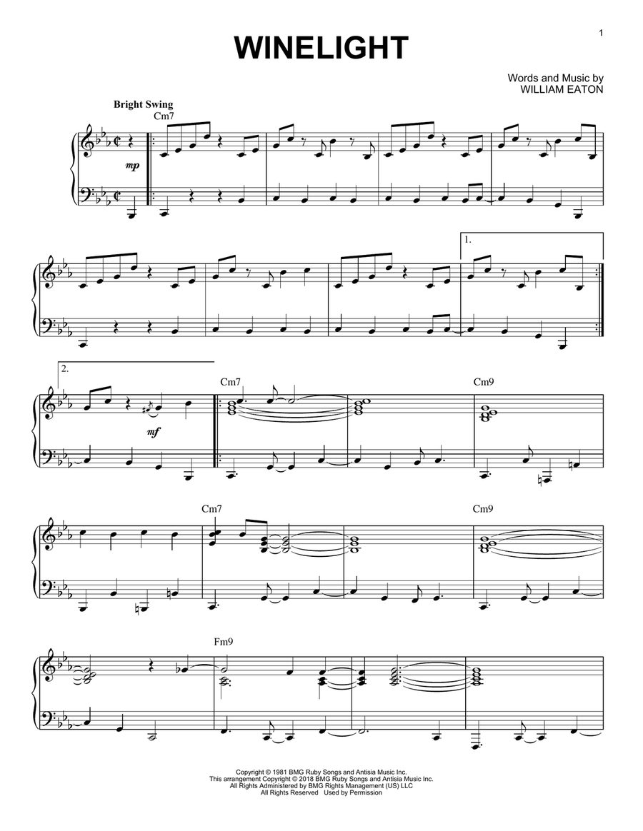 Winelight Piano Solo scores gallery preview page 1