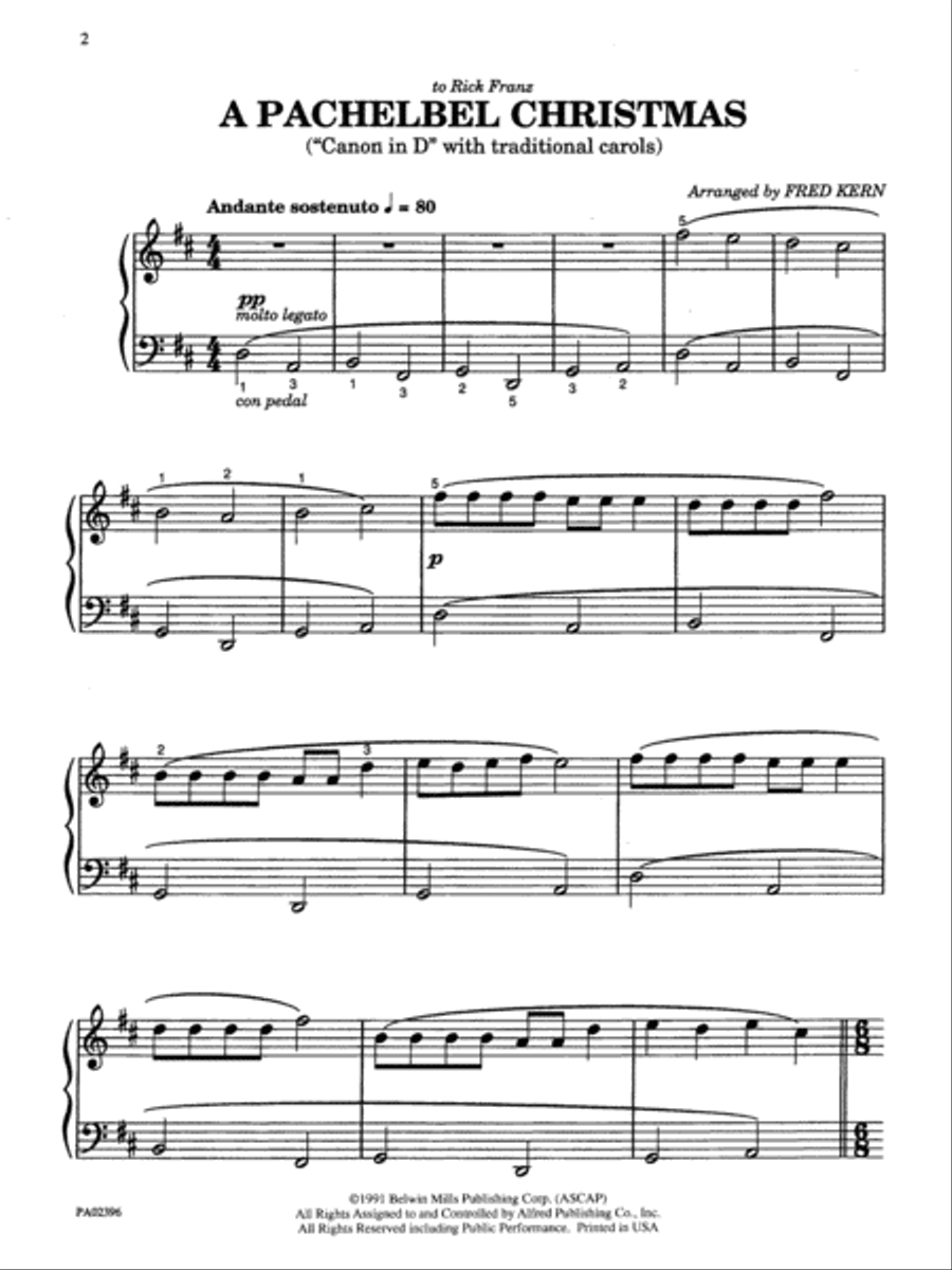 A Pachelbel Christmas Piano Solo scores gallery preview page 2