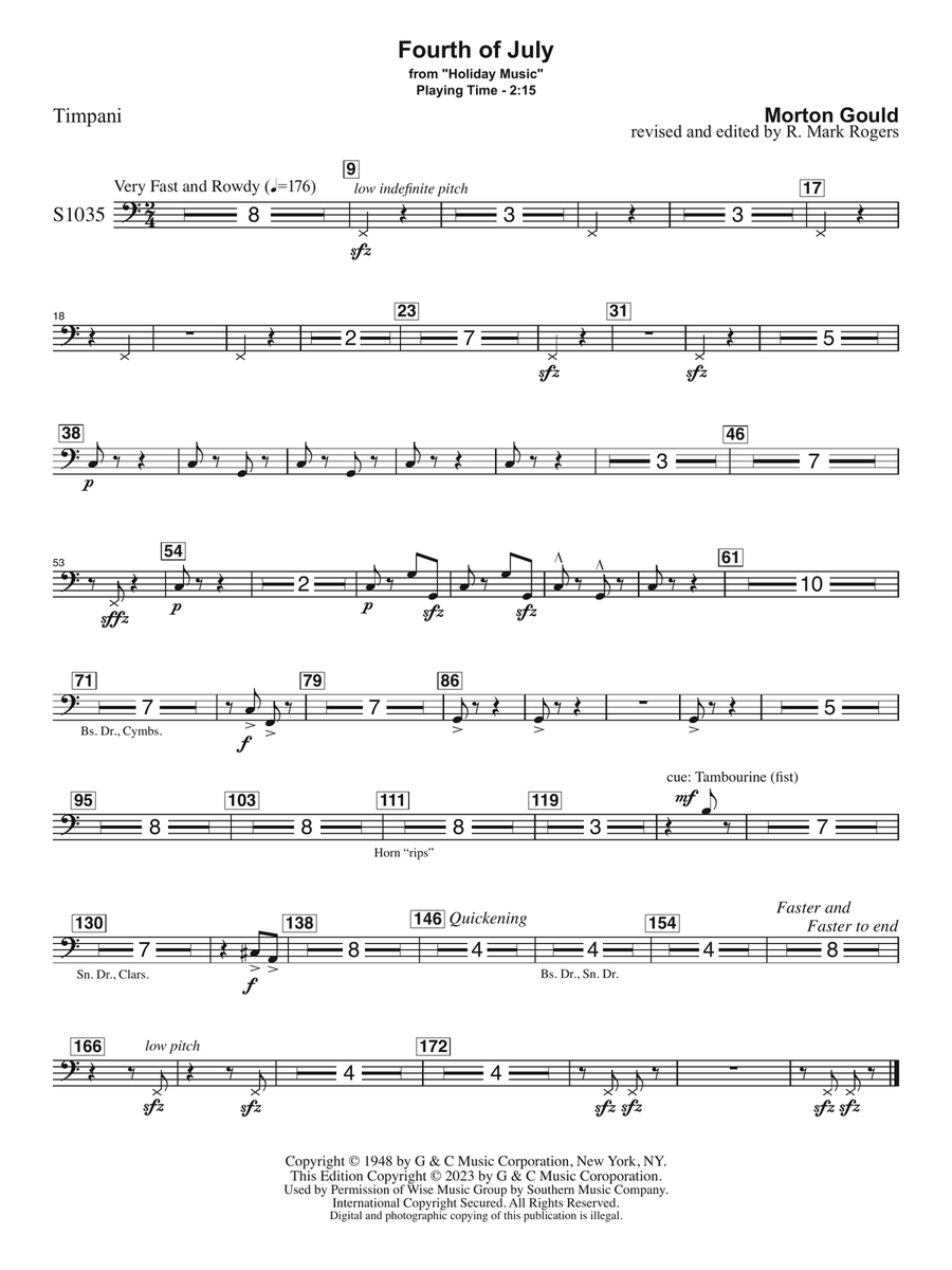 Fourth of July (arr. R. Mark Rogers) - Timpani Concert Band scores gallery preview page 1
