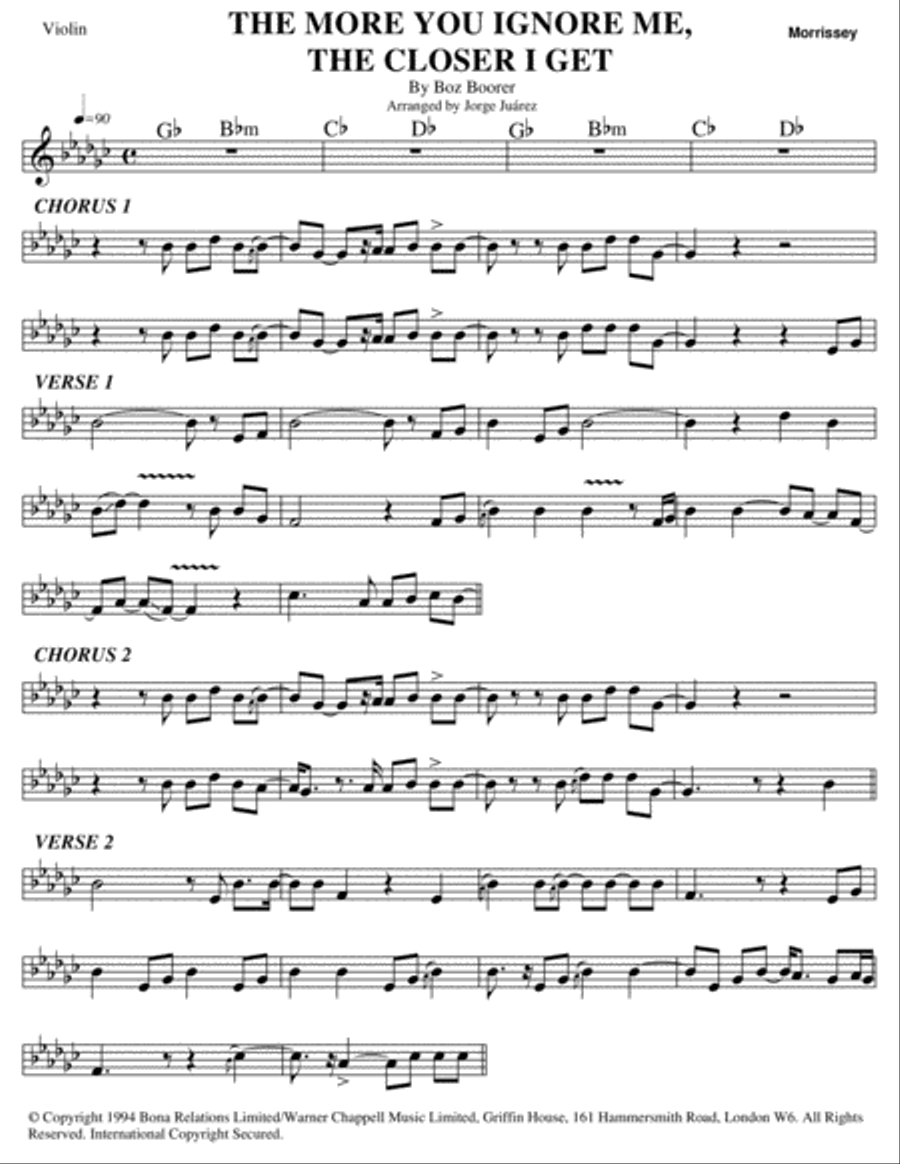The More You Ignore Me, The Closer I Get Violin Solo scores gallery preview page 1