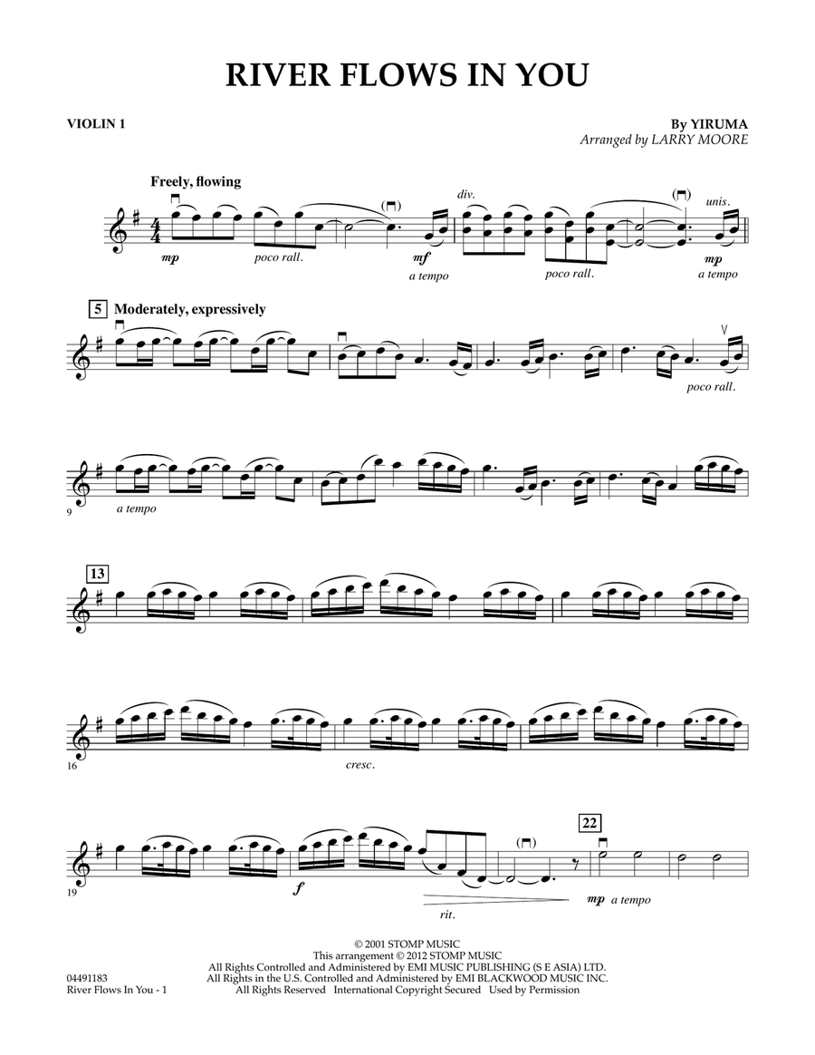 River Flows In You - Violin 1 Orchestra scores gallery preview page 1