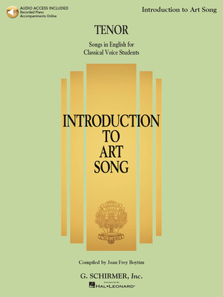 Book cover for Introduction to Art Song for Tenor
