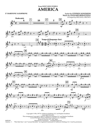 America (from West Side Story) (arr. Michael Brown) - Eb Baritone Saxophone
