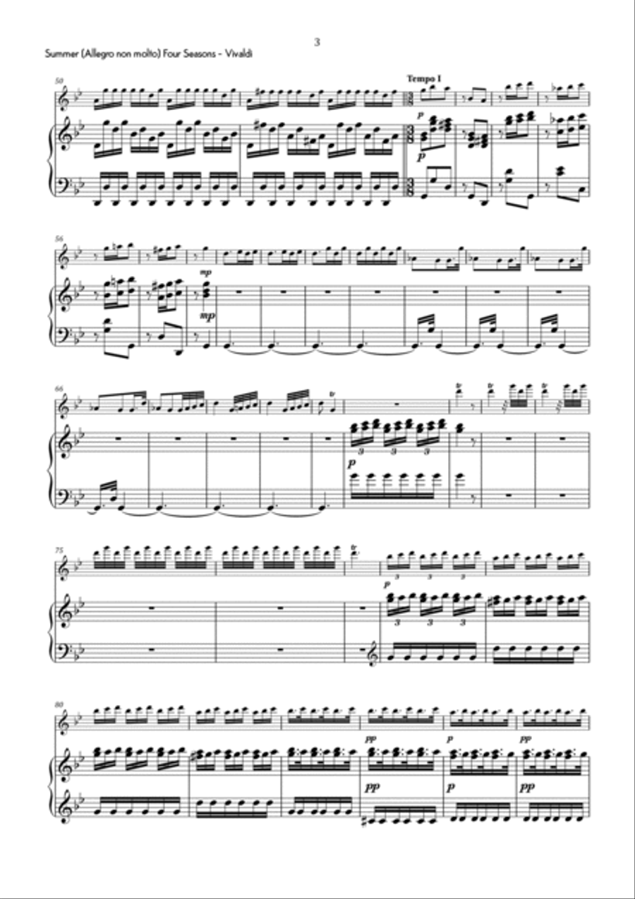 Vivaldi - Allegro non molto from Summer (The Four Seasons) in G Minor - Advanced Chamber Music scores gallery preview page 4