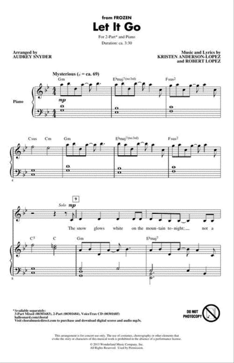 Let It Go (from Frozen) 2-Part scores gallery preview page 4