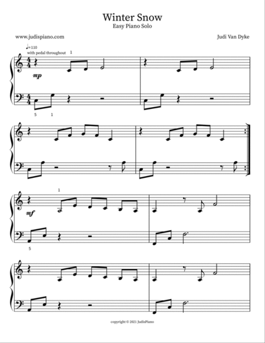 Winter Snow - Easy Piano Solo Piano Method scores gallery preview page 2