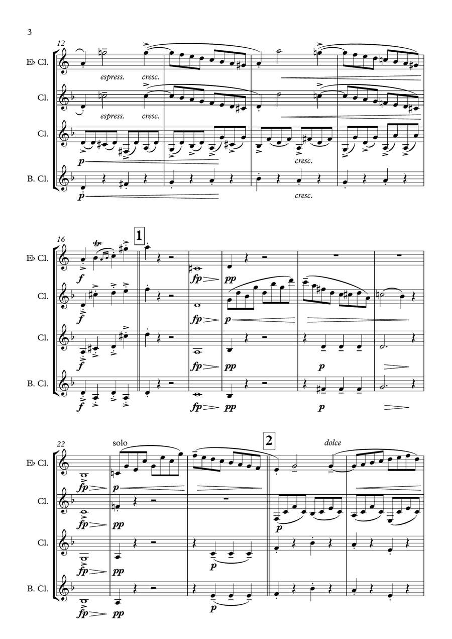 BEETHOVEN - Sonata Patética Nº 8 - III MOV. - Clarinet Quartet Clarinet Quartet scores gallery preview page 4
