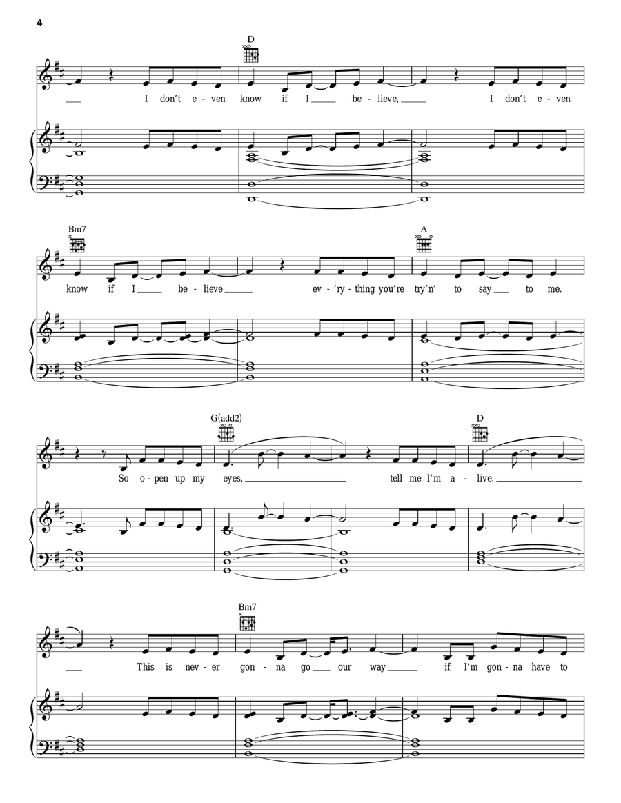 Believe Piano, Vocal, Guitar scores gallery preview page 4