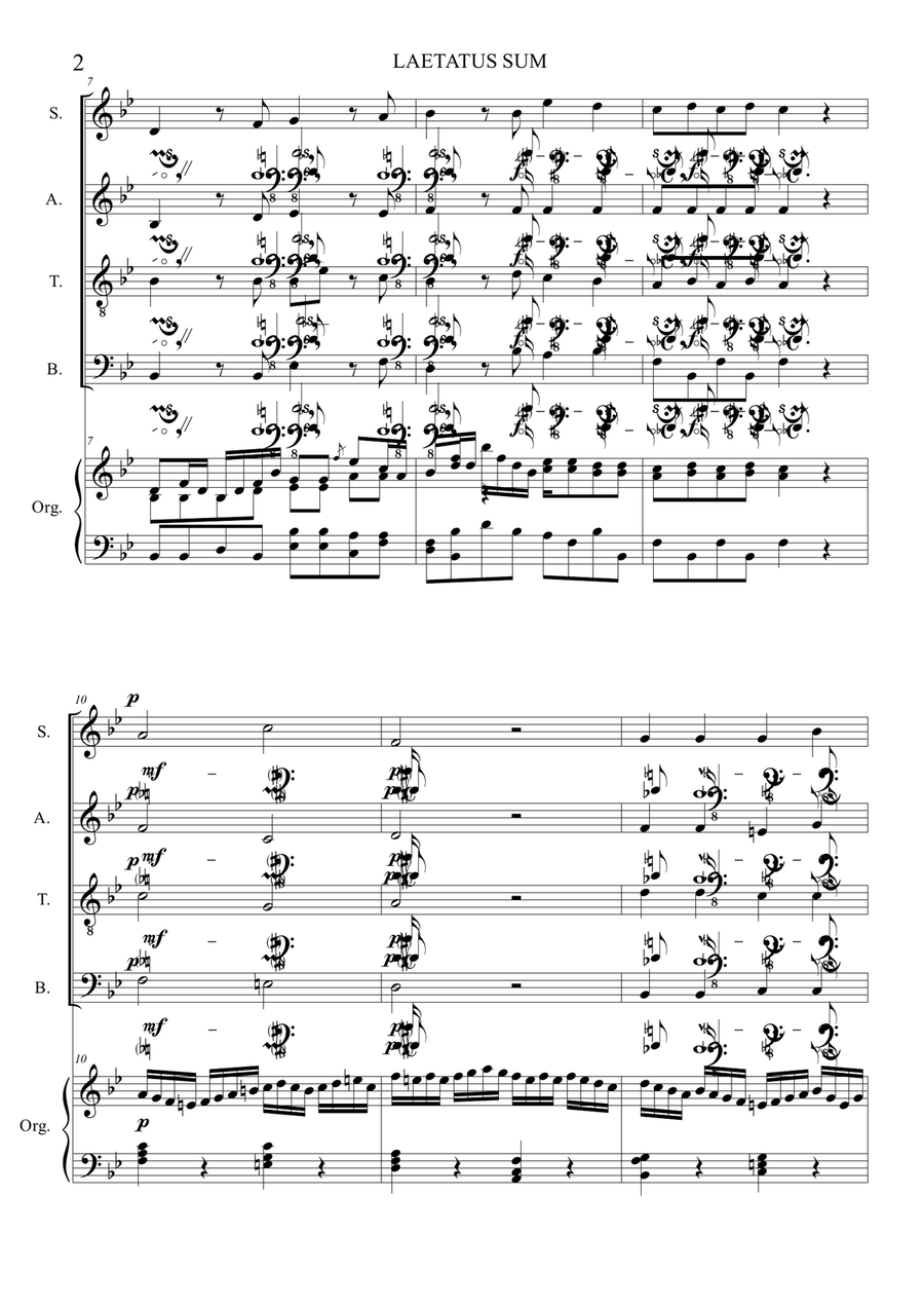 M. Haydn, LAETATUS SUM. Arr. for SATB Choir and Organ 4-Part scores gallery preview page 2