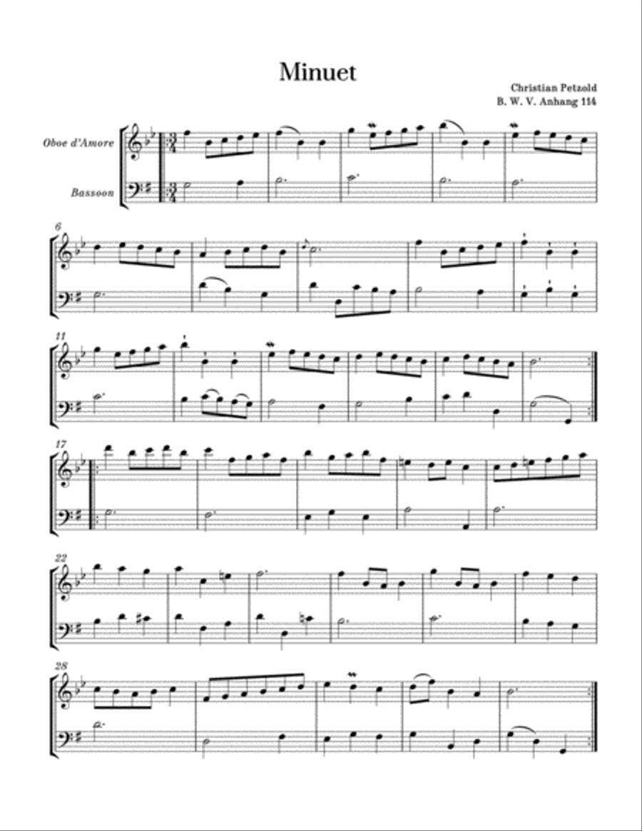 Bach, Anna Magdalena - 18 Easy Pieces Woodwind Duet scores gallery preview page 3