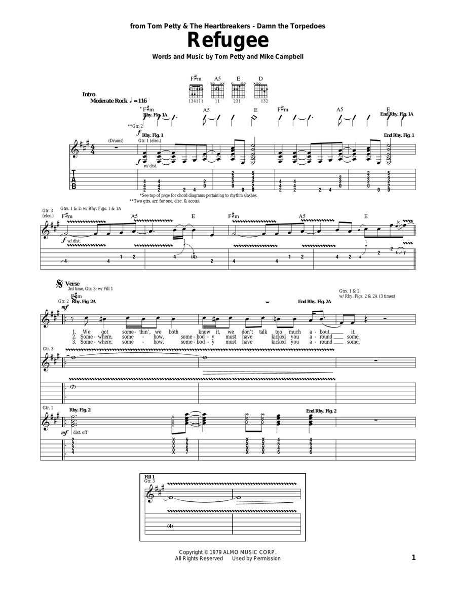 Refugee Acoustic Guitar scores gallery preview page 1