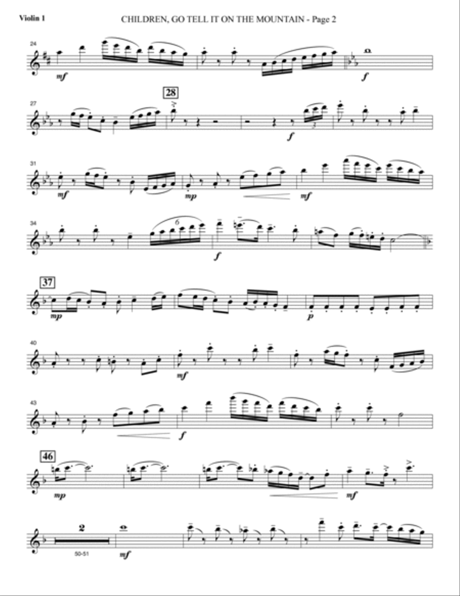 Children, Go Tell It on the Mountain - Violin 1 Choir scores gallery preview page 2