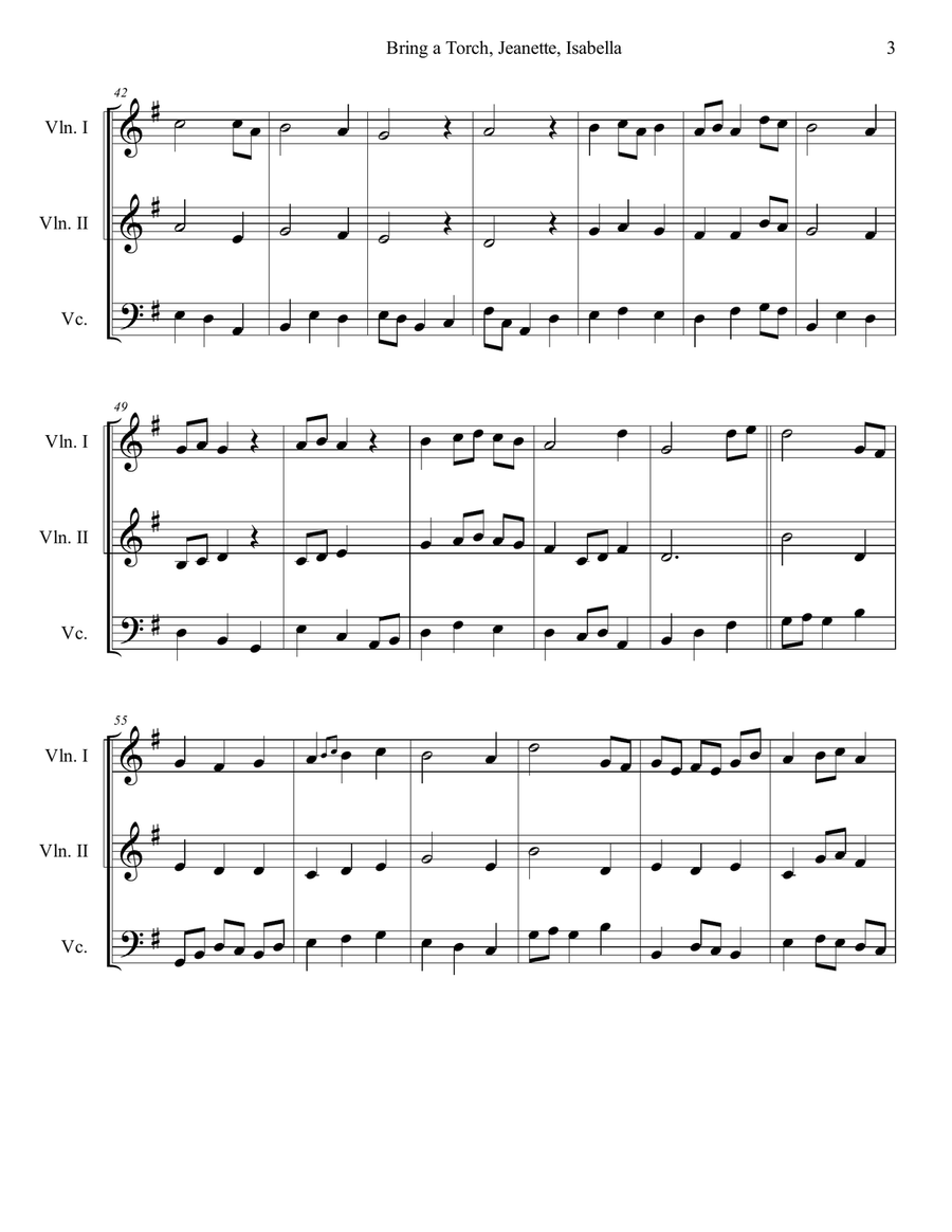 Bring a Torch, Jeanette, Isabella String Trio scores gallery preview page 3