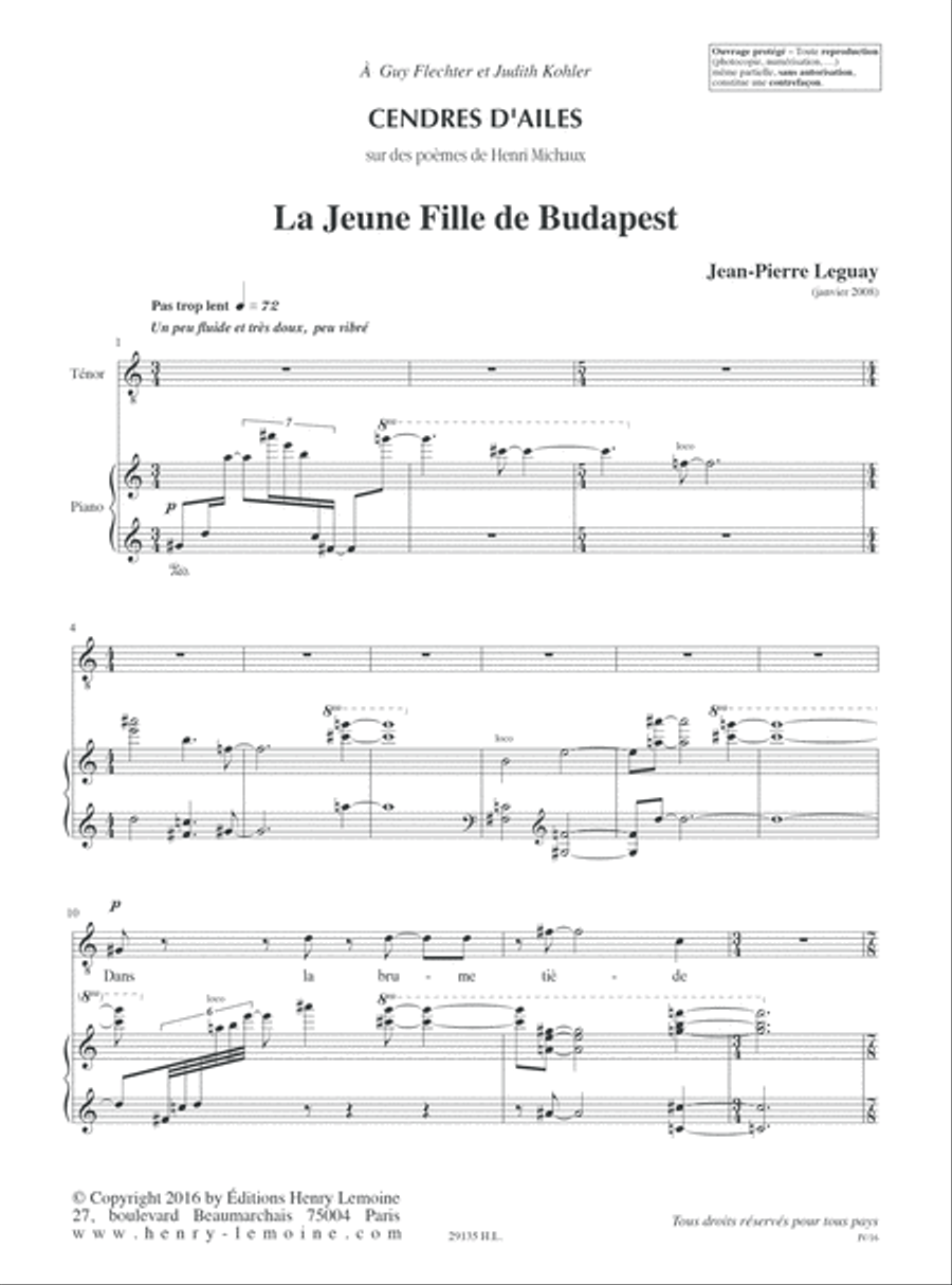 Cendres d'ailes Cendres d'ailes Tenor Voice scores gallery preview page 2