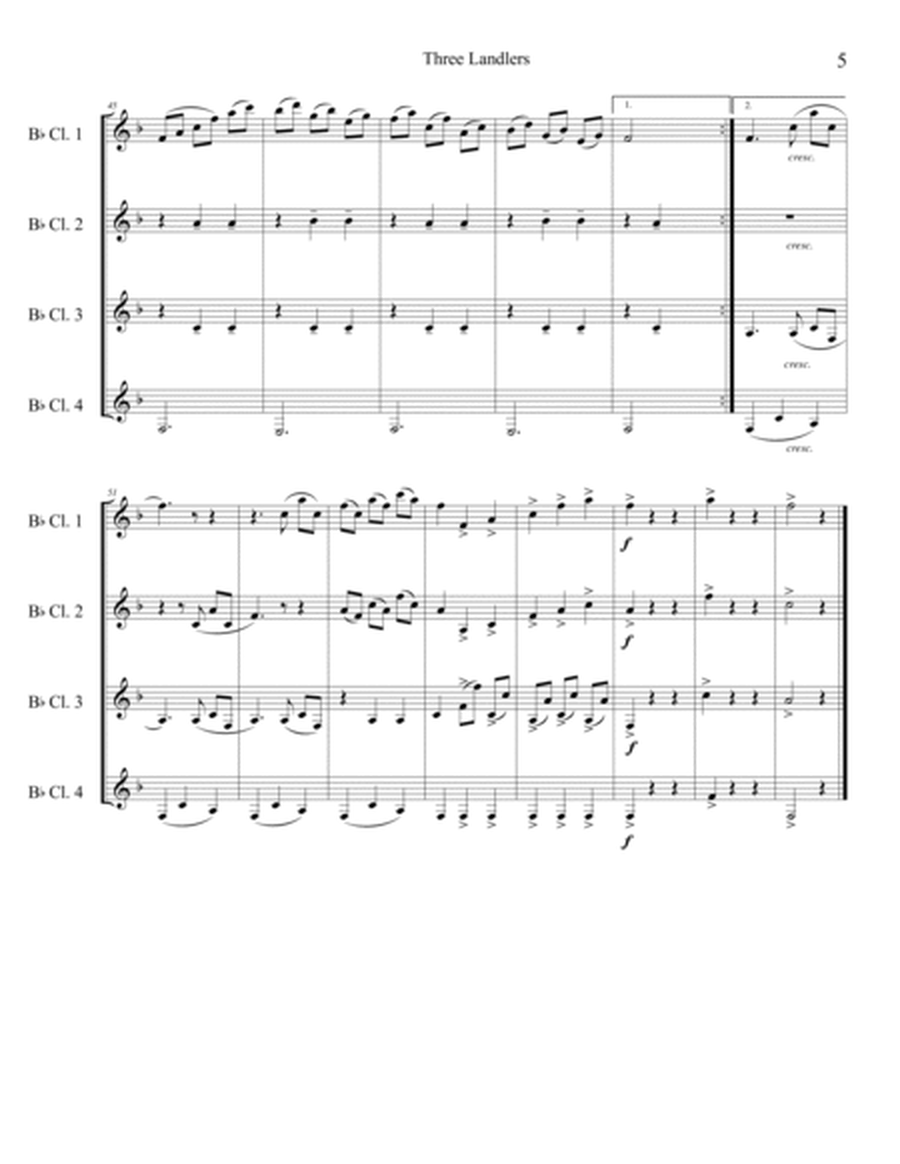 Three Landlers (Waltzes) for Clarinet Quartet image number null
