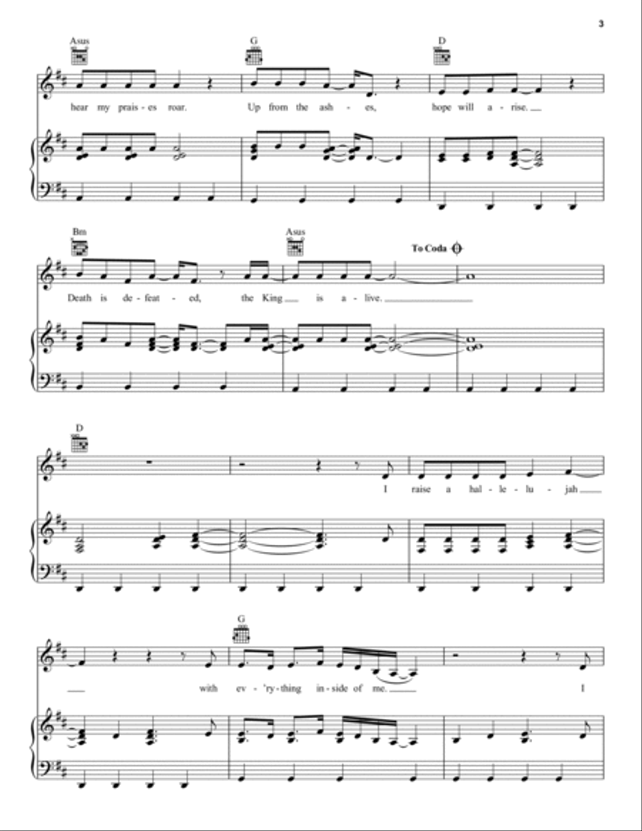 Raise A Hallelujah Piano, Vocal, Guitar scores gallery preview page 3