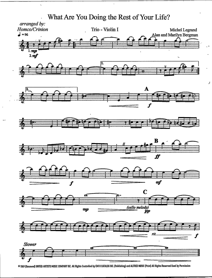 What Are You Doing The Rest Of Your Life? String Trio scores gallery preview page 2