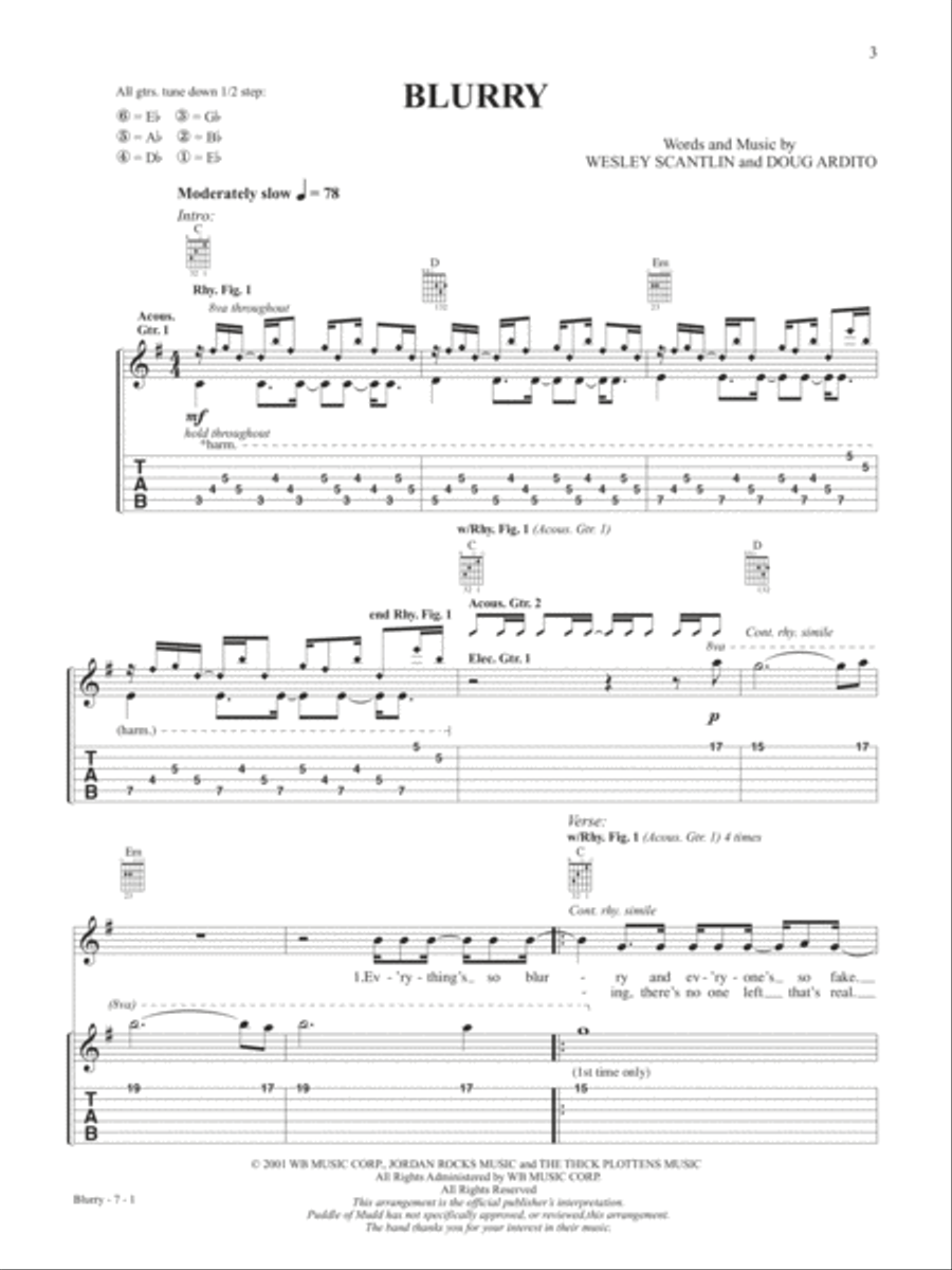Blurry Guitar Tablature scores gallery preview page 1