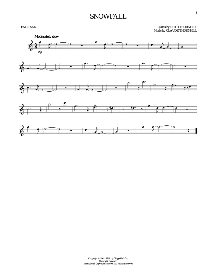Snowfall Tenor Saxophone scores gallery preview page 1