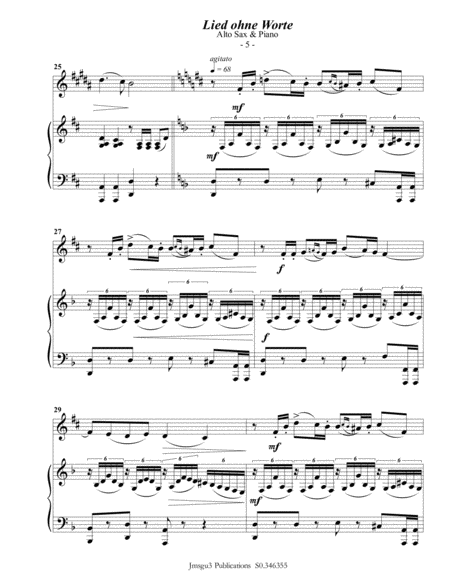 Mendelssohn: Song Without Words Op. 109 for Alto Sax & Piano image number null