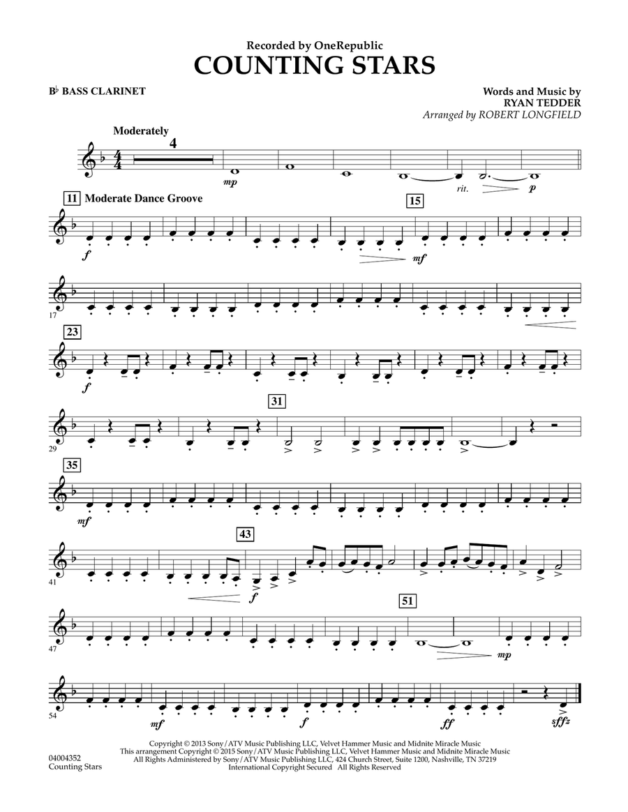 Counting Stars - Bb Bass Clarinet